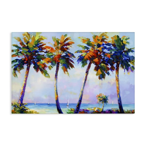 Stupell Industries Palm Trees in Sun Warmth Landscape Painting Gallery Wrapped Canvas Art Print Wall Art, 24 x 16