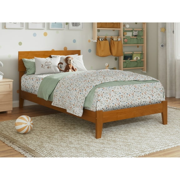 Orlando Queen Solid Wood Low Profile Platform Bed in Light Toffee