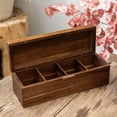 thumbnail image 3 of Organizador de bolsitas de té FLYIEE, madera de acacia, 4 compartimentos, 3 of 6