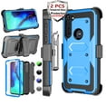 thumbnail image 1 of Case for Moto G Power / Moto G Stylus (2020) / Moto G Pro, [2 Pack Temerped Glass Screen Protector] [Kickstand] Combo Holster Belt Clip [Heavy Duty] Full-Body Rugged Holster Case (Blue), 1 of 8