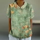 thumbnail image 1 of Fiudx Ofertas Flash Del Día Camiseta Holgada Informal con Estampado para Mujer, Tops de Manga Corta con Cuello de Muñeca, Blusa Bonita y de Lino, 1 of 5
