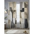 thumbnail image 2 of Black Brown Geometric Sheer Curtains 84 Inch Length 2 Panels Set, Modern Abstract Textured Voile Window Treatment Rod Pocket Curtains Sheers Drapes for Bedroom/Living Room/Kitchen 52"x84"x2, 2 of 7