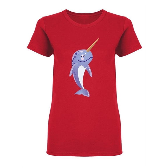 Blue Narwhal Character  Shaped T-Shirt Women -Image by Shutterstock, Female x-Large
