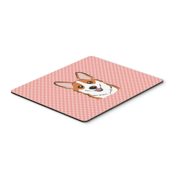 Checkerboard Pink Corgi Mouse Pad Hot Pad or Trivet