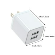 Xubinwww USB Plug USB Wall Charger 2 Pack Port USB Electrical Plug Cube 5V 2.4A Charging Block USB Plugs Compatible Ankr1622j21 Lighting Plug Sl1316 Phone Chargers for Android Type C Plug Qube50 Two