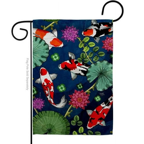 Breeze Decor G157077-BO Koi Pond Animals Sea Creature 13 x 18.5 in. Double-Sided Decorative Vertical Garden Flags for House Decoration Banner Yard Gift