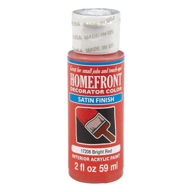 Homefront 17206N 2 oz Decoratior Interior Satin Acrylic Paint in Bright Red - pack of 3