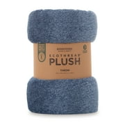 EcoThread™ Plush Heathered Soft Oversized Throw Blanket, Blue
