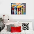 thumbnail image 4 of JEUXUS Large Canvas Print Wall Art- 20x16 inch Colorful Umbrella Office Worker Walking in the Rain Canvas Oil Painting Picture Artworks Modern Landscape for Home Wall Decor Ready to Hang, 4 of 4