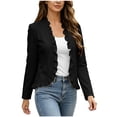 thumbnail image 2 of BUIGTTKLOP Cardigans for Wome Open Front Long Sleeve Ruffle Fall Jackets Solid Color Cropped Top Coat 2026 Trendy Jacket, 2 of 8