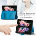thumbnail image 6 of Mantto For Samsung Galaxy Z Fold 6 Wallet Case, Bling Diamond PU Leather Flip Wallet Case Hand Strap Butterfly Embossed Protective Flip Kickstand Card Holder Magnetic Closure Phone Cover,Blue, 6 of 12