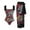 Wine, variant on iTNHFP Plus Size Swimwear Separates Women Vintage Abstract Floral Print 1 Piece Swimwear+1 Piece Cover Up Two Piece Vintage Print Swimsuit Monokini Bikini 2 Piece Swimsuits Two Piece Tankini Set