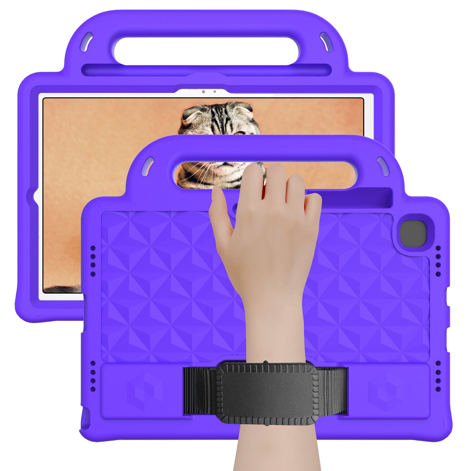 Feishell For Samsung Galaxy Tab S5e 10.5 inch 2019 Case T720 T725 T727 with Pencil Holder Adjustable Shoulder/Hand Strap Kickstand Rubber Three Layer Convertible Handle Cover Kids Friendly, Purple