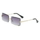 thumbnail image 4 of Gafas de sol rectangulares sin montura, estilo retro clásico, con lentes tintadas y protección UV gris, 4 of 9