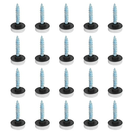 20-Pack Mirror Screws with Chrome Covers 16mm Shower Screw Set Stainless Steel Decorative Cover Nails for Mirrors, Glass Furniture, Bathroom Panels, Cabinets with Rubber Washers and Steel Rings