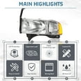 thumbnail image 6 of For 1994-2002 Dodge Ram 1500 94-02 2500 3500 Headlights Headlamp Pair Chrome US, 6 of 7