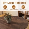 thumbnail image 5 of KATBOC 47in Round Dining Table Set with 4 Boucle Chairs, Solid Walnut Modern Farmhouse Kitchen Table for 4-6 People, Dining Room, Dark Brown & Wood, 5 of 6
