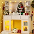 thumbnail image 4 of Ktaxon Makeup Vanity with Lighted Mirror, Vanity Table with Glass Table Top and Charging Station for Bedroom, White, 4 of 10