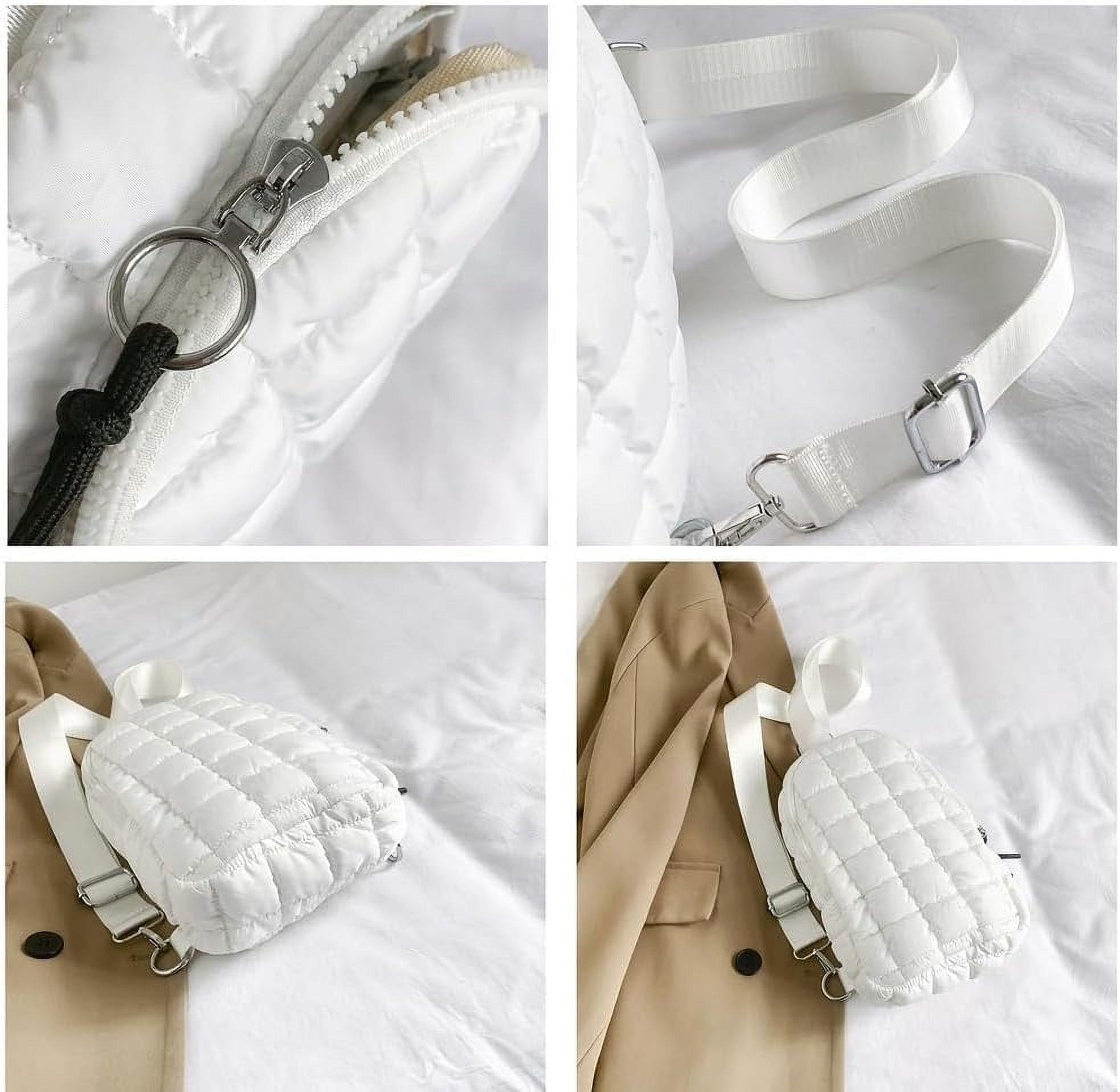 Puffer Belt Bag for Women Padded Crossbody Purse Waist Packs Cross Body Hobo Shoulder Travel Purse Cute Quilted Fanny Pack