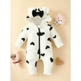 thumbnail image 5 of ATAIKU Cute Baby Girls Valentine's Day Clothes Newborn Zipper Hooded Jumpsuit with Thin Fleece Lining Fall Winter Warm Outfit, 5 of 5