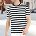 thumbnail image 2 of Krdevn Mens Shirts - Color Blocked Striped Navy Striped Men Casual Loose Comfortable Sports Round Neck Short Sleeved T Shirt,Mens Fall Shirts,Color:Black,Size:6XL, 2 of 4
