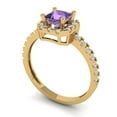 thumbnail image 2 of Halo Engagement Ring for Women - 0.89ct Simulated Alexandrite in 18K Yellow Gold Promise Ring, 2 of 6