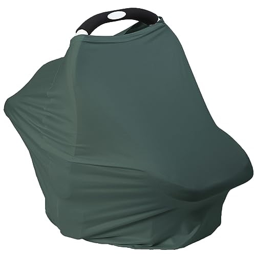 Breathable Car Seat Cover for Babies – Multi-Purpose Soft Rayon Nursing Cover for Breastfeeding,High Stretchy Infant Carseat Canopy,Stroller Cover (Smooth Rayon,Roman Green)