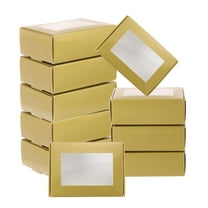 Uxcell Small Rectangle Kraft Paper Boxes with Window, 30 Pack Candy Party Favor Gift Box, Gold