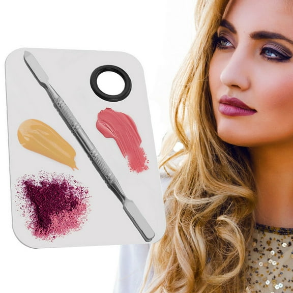 Professional Makeup Blending Palette w/ Spatula Tool & Hole for Thumb w/ Rubber