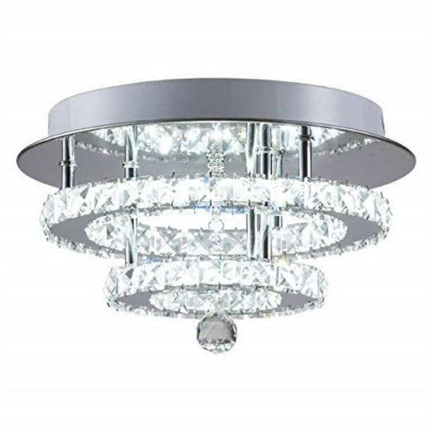 Kai Crystal Ceiling Light Flush Mount, Light Fixture Says Not Dimmable