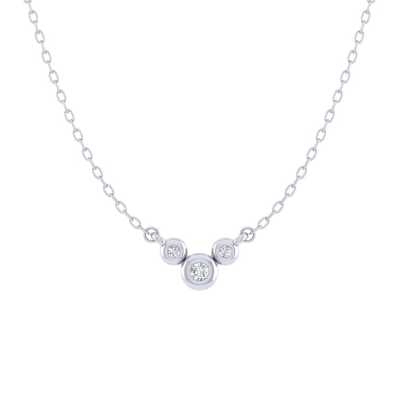 3 Stone 1/20 Cttw Natural Diamond Pendant Necklace 925 Silver