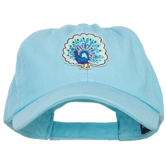 Peacock Bird Patched Low Profile Cotton Cap - Sky Blue OSFM
