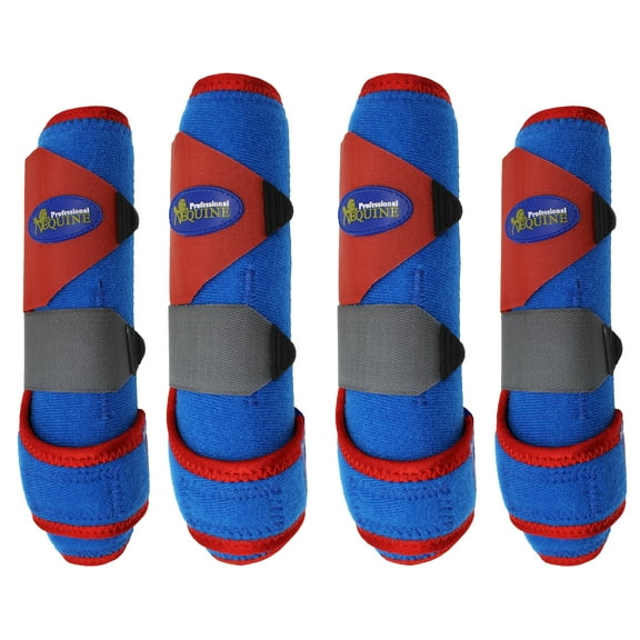 Professional Equine Medium 4-Pack Sports Medicine Splint Boots Blue 4115C