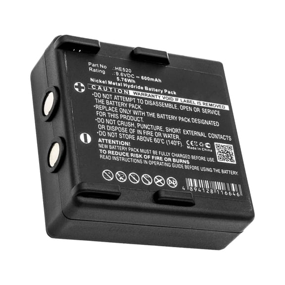 Replacement Battery for Hetronic 68300520 (600mAh Ni-MH 9.6V)
