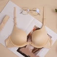 thumbnail image 6 of Women Casual Low Back Vest Bra Seamless Wireless Triangle Strappy Open Cut Comfort Fit, 80B, Beige, 6 of 8