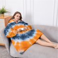 thumbnail image 5 of Oversized Wearable Blanket Hoodie,Orange Blue White Tie Dye Mandala Pattern Sherpa Blanket Hoodie with Super Pockets,Super Warm Fuzzy Pullover for Women & Men, 5 of 6