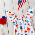 thumbnail image 6 of KAUOD Baby Girls July 4th Romper Headband Set Toddler Fly Sleeve Cute Themed Outfits 2pc Toddler Birthday Clothes, 6 of 9