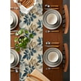 thumbnail image 2 of Navy Blue Brown Botanical Table Runner Cotton Linen 48 Inch Holiday Dresser Scarves, Retro Elegant Palm Leaves Tablerunner for Kitchen Coffee Dining Bedroom Living Room Dinner Scarf Décor 13''x48'', 2 of 9
