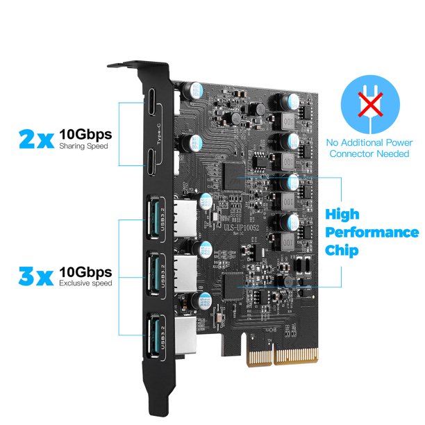 Tarjeta de expansión PCIE a tipo C Tarjeta adaptadora de computadora de escritorio sin unidad USB3.2 de 20 Gbps, eficiente y práctica.