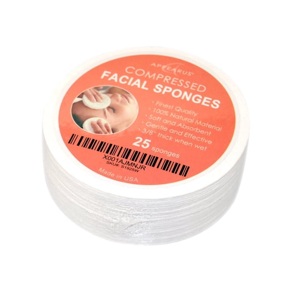 Esponjas faciales - APPEARUS Esponja facial de celulosa natural comprimida | Fabricado en Estados Unidos | Esponjas de spa profesionales para limpieza facial, masaje, mascarilla exfoliante de poros, e