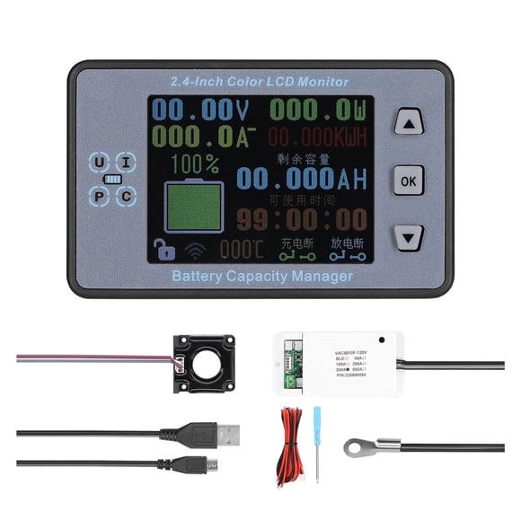 VAC8810F 300A Battery Coulometer Wireless Ammeter Voltmeter Battery Power Detector Battery Capacity Tester Battery Monitor ,Widely Use