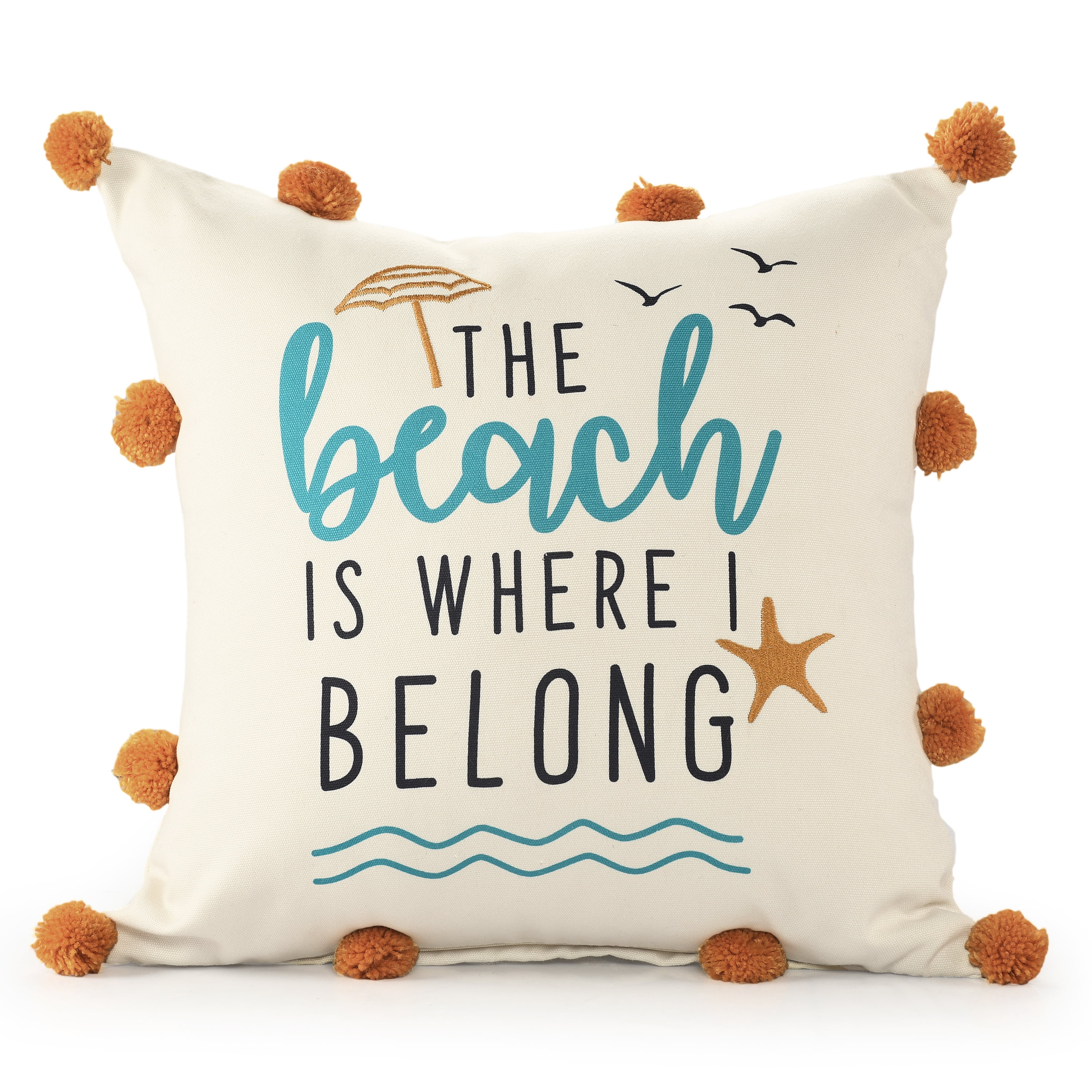 Harlow Hill Afton 20" x 20" Orange/Beige Text Performance Adult Decorative Throw Pillow Cover