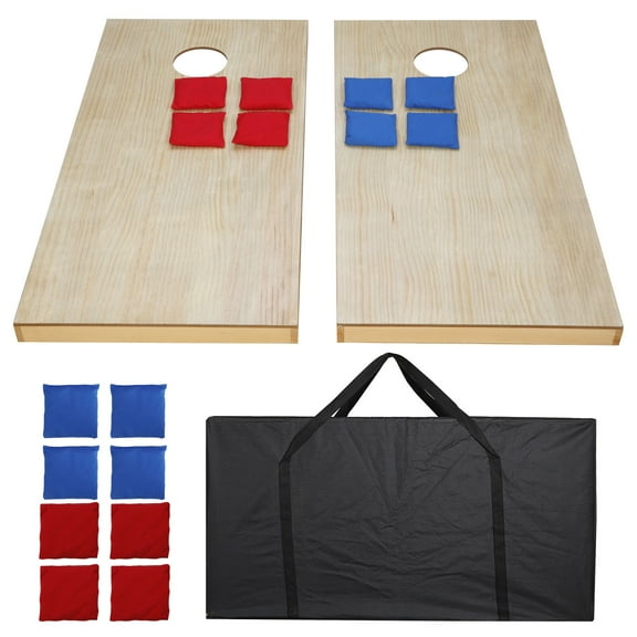 Size 4x2' Wood Bean Bag Toss Cornhole Board Game Set Unfinished Solid