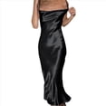 thumbnail image 2 of Vestido Midi de Satén y Seda con Tirantes Finos para Mujer, con Cuello Vuelto, para Fiesta, Cóctel o Noche. Negro XS, 2 of 8