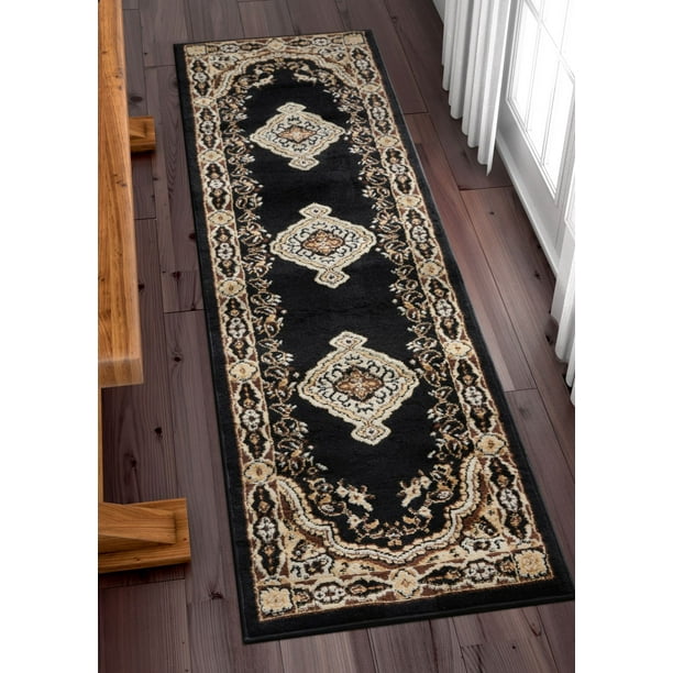 Well Woven Miami Tehran Traditional Black Runner Rug