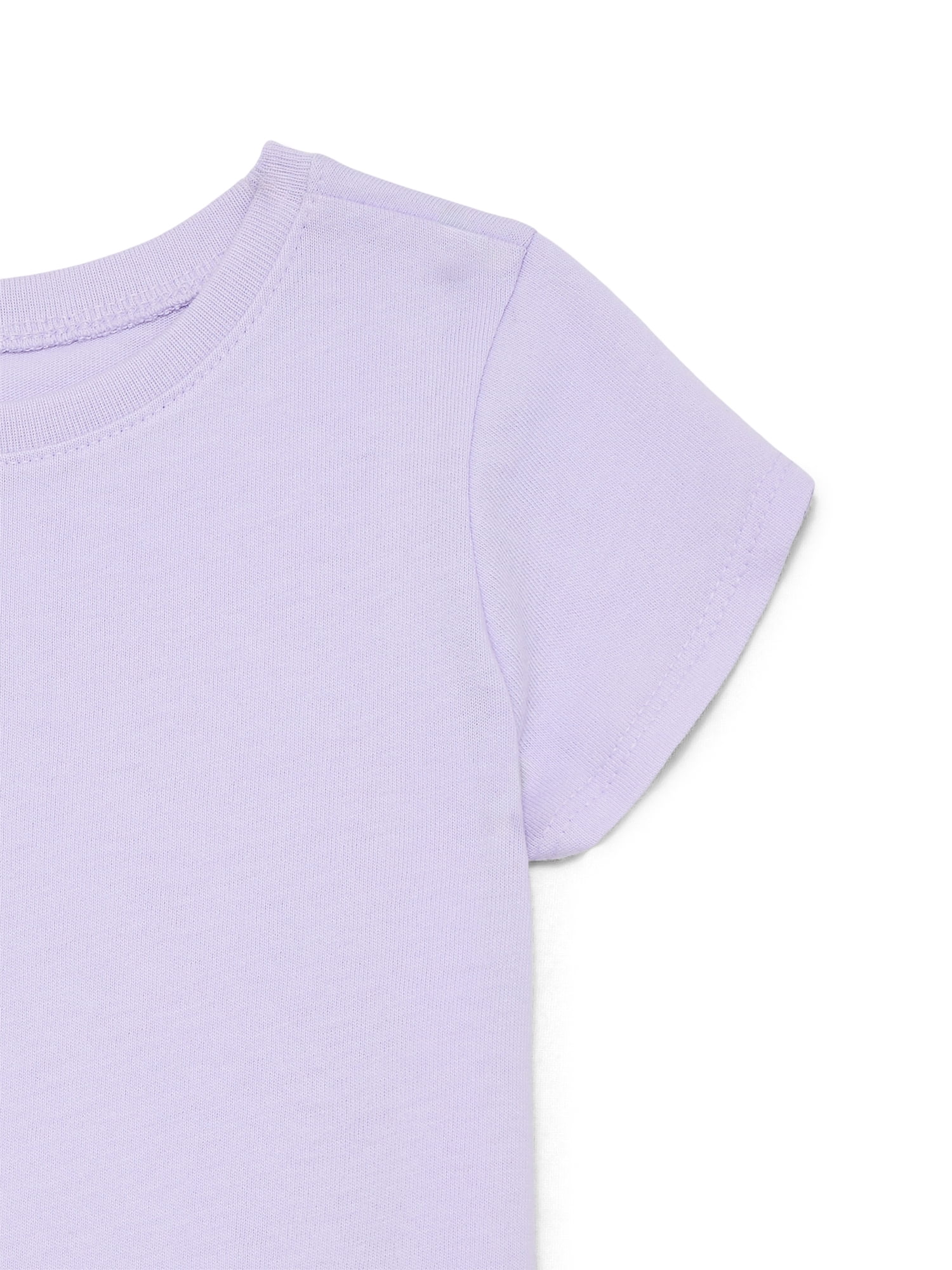 Wonder Nation Baby Girls Crewneck Tee with Short Sleeves, Sizes 0/3M-24M