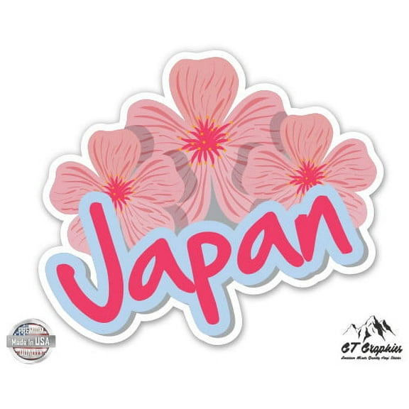 Japan Cute Cherry Blooms - 3" Vinyl Sticker - For Car Laptop I-Pad Phone Helmet Hard Hat - Waterproof Decal