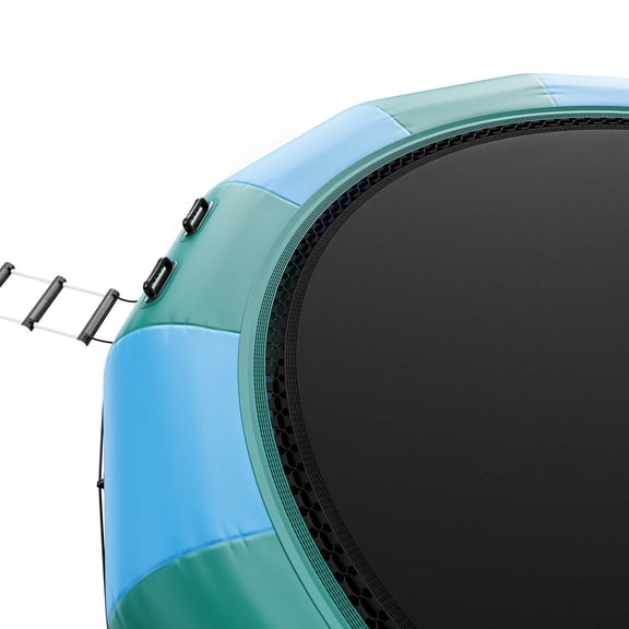 VEVOR 15ft Inflatable Water Trampoline with 3-Step Ladder & Air Pump - Durable Bounce Platform for Pools, Lakes, and Water Sports