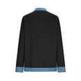 thumbnail image 6 of SELONE Collared Sweatshirts for Older Women Denim Patchwork Tops Long Sleeved Casual Shirt Color Block Pullover Black L, 6 of 8