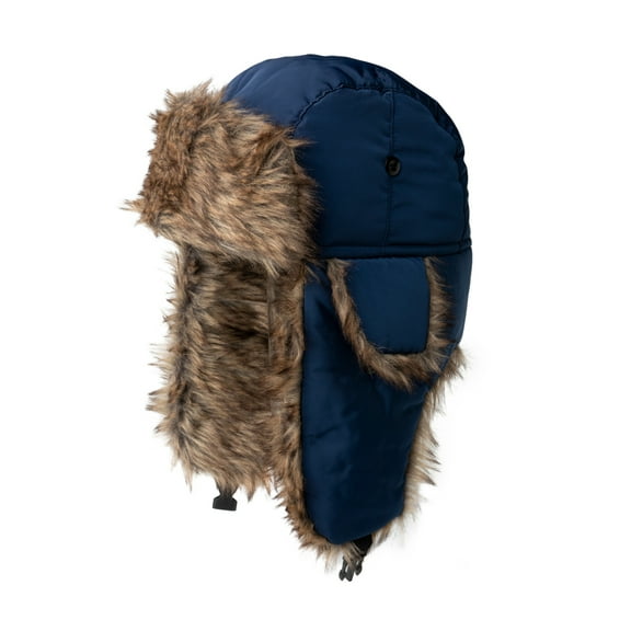 Britt’s Knits Aviator Hat Faux Fur Winter Trapper Hat with Ear Flaps - Blue (Men's)